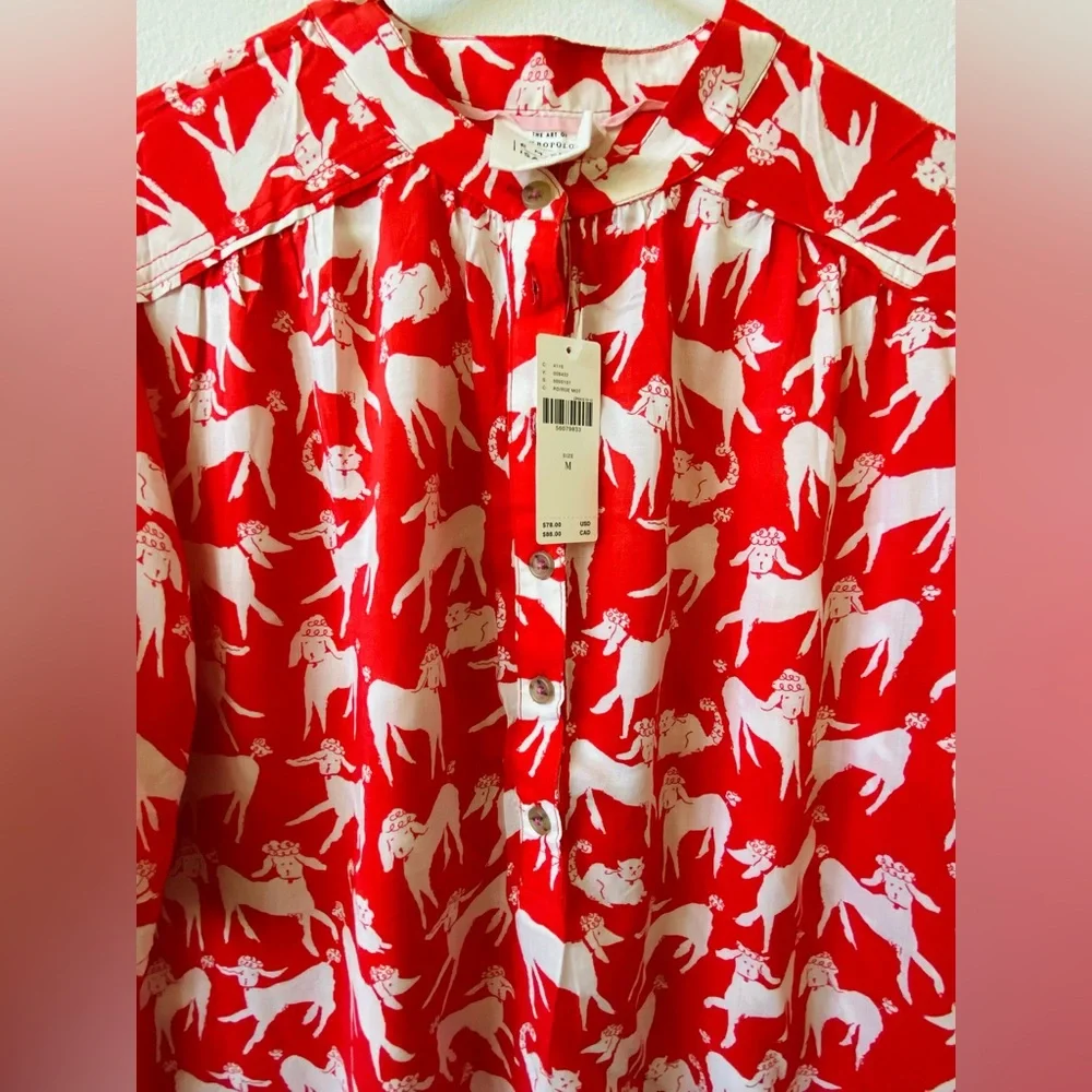 NWT Antropologie Silky Shirt Blouse featuring an Emily Isabella design M - Picture 4 of 4